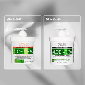 Advanced Clinicals aloe leaves and lotion to highlight natural soothing ingredient