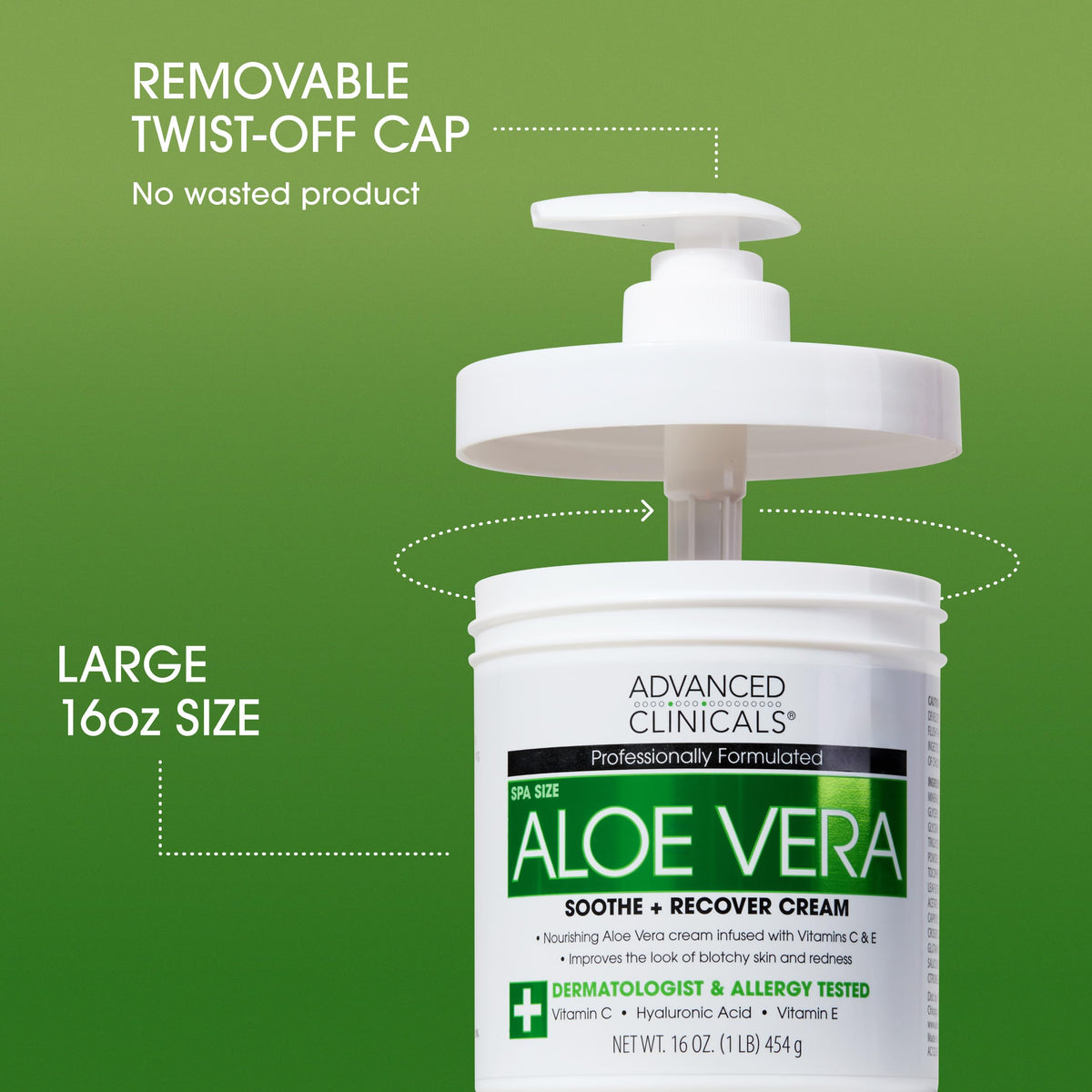 Advanced Clinicals dispensing lotion onto hand for easy coverage and absorption