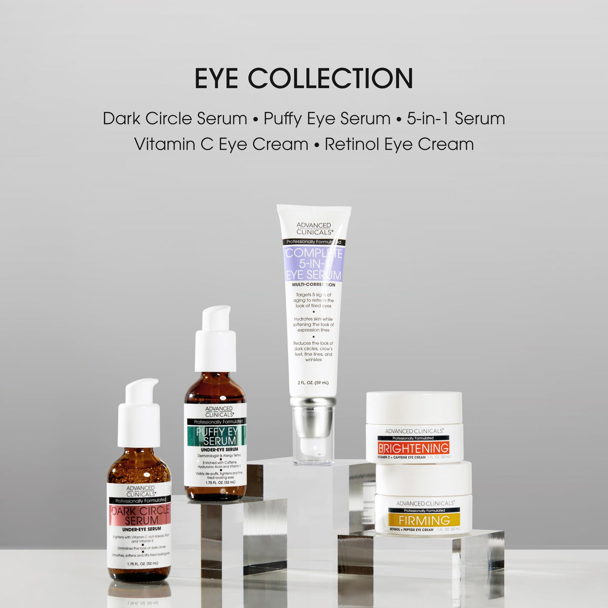 Advanced Clinicals application with ring finger dabbing under-eye demonstrating gentle use benefit