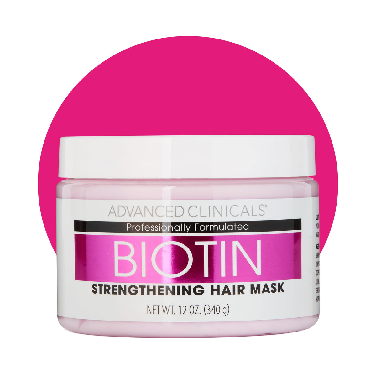 Advanced Clinicals jar front view showing biotin mask and benefits