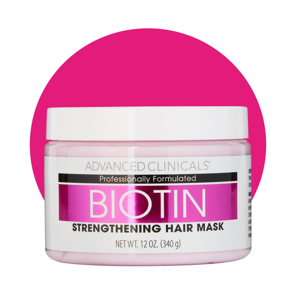 Advanced Clinicals jar front view showing biotin mask and benefits