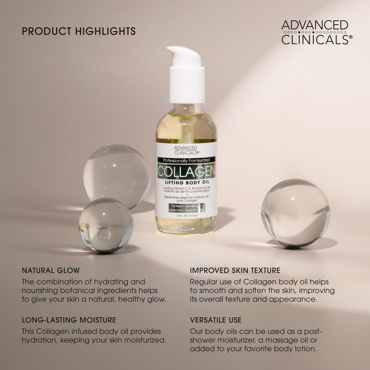 Advanced Clinicals bottle on bathroom shelf lifestyle shot promoting daily routine convenience benefit