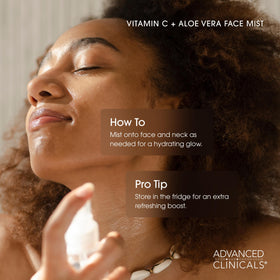 Advanced Clinicals bottle beside rose petals illustrating soothing rosewater hydration benefit