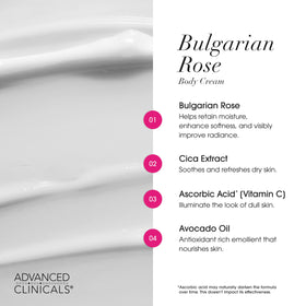 Advanced Clinicals ingredient layout with vitamin C and aloe benefits