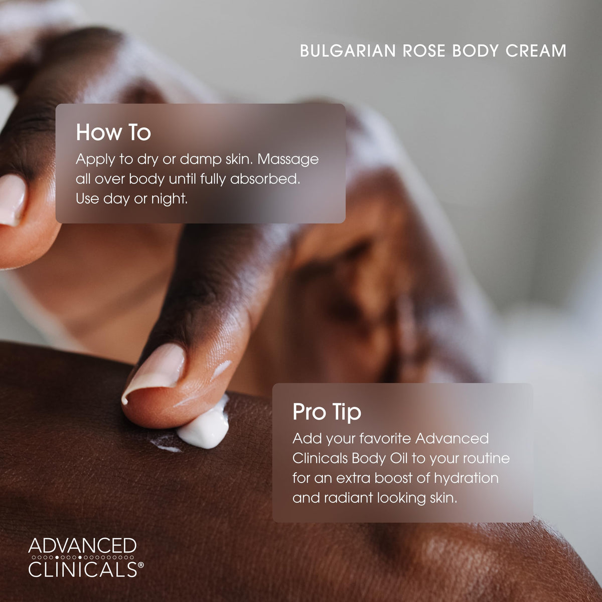 Advanced Clinicals tub next to hands showing real size and portion benefit