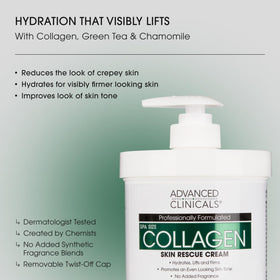 Advanced Clinicals jar opened to show rich collagen cream texture for smooth application