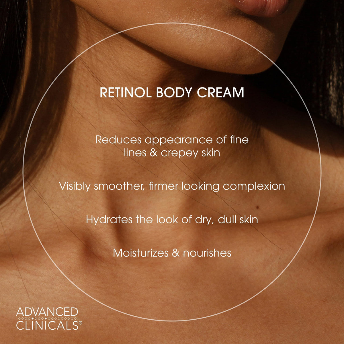 Advanced Clinicals cream spread on skin showing rich moisturizing benefit