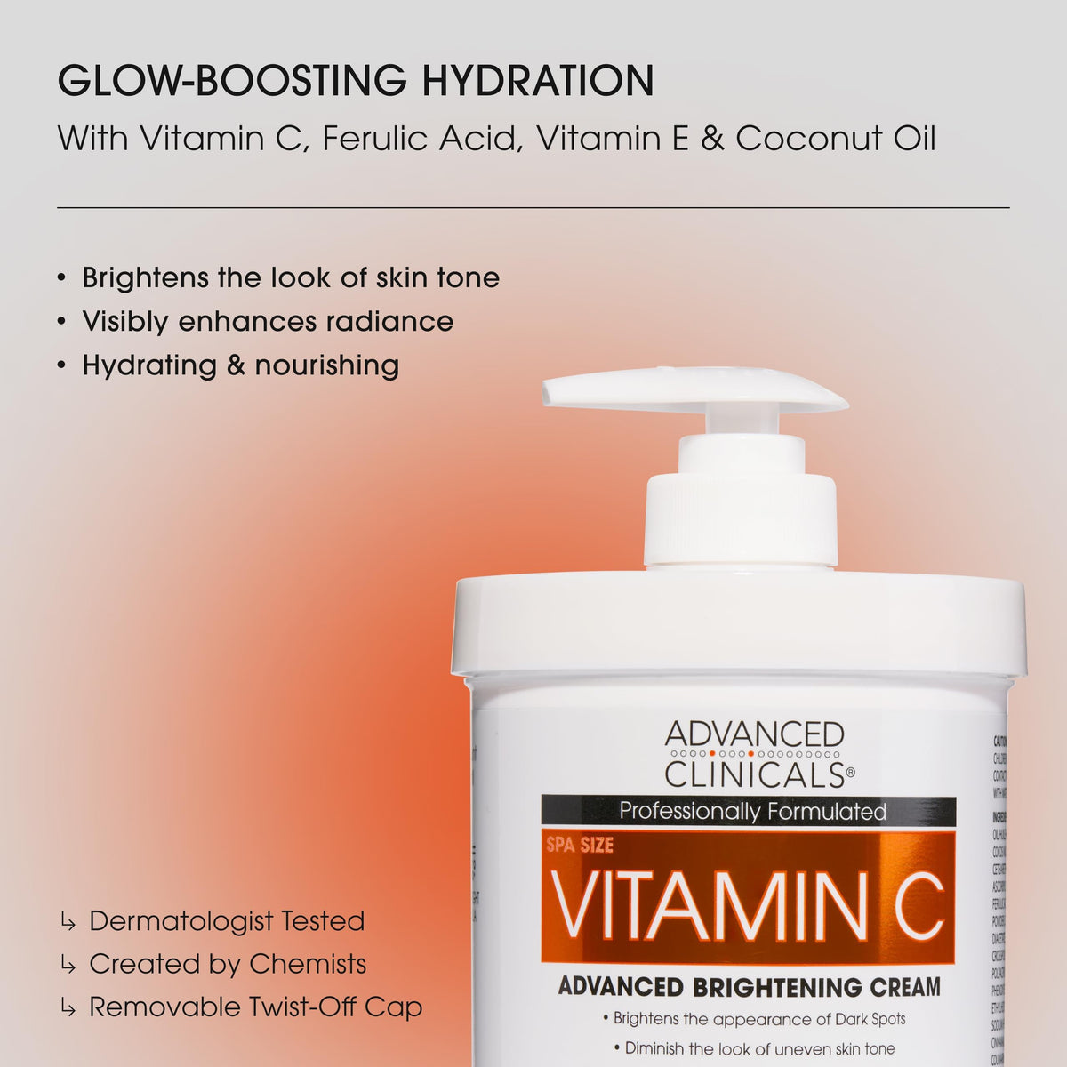 Advanced Clinicals cream tub opened to show velvety texture for smooth hydration