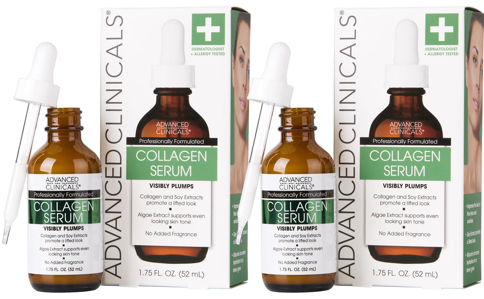 Advanced Clinicals front packaging showing collagen serum for hydrated skin