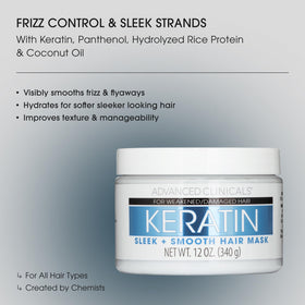 Advanced Clinicals open jar displaying creamy keratin mask texture and nourishment