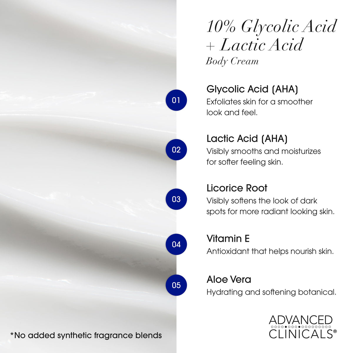 Advanced Clinicals label close-up showing active ingredients and formulation benefits