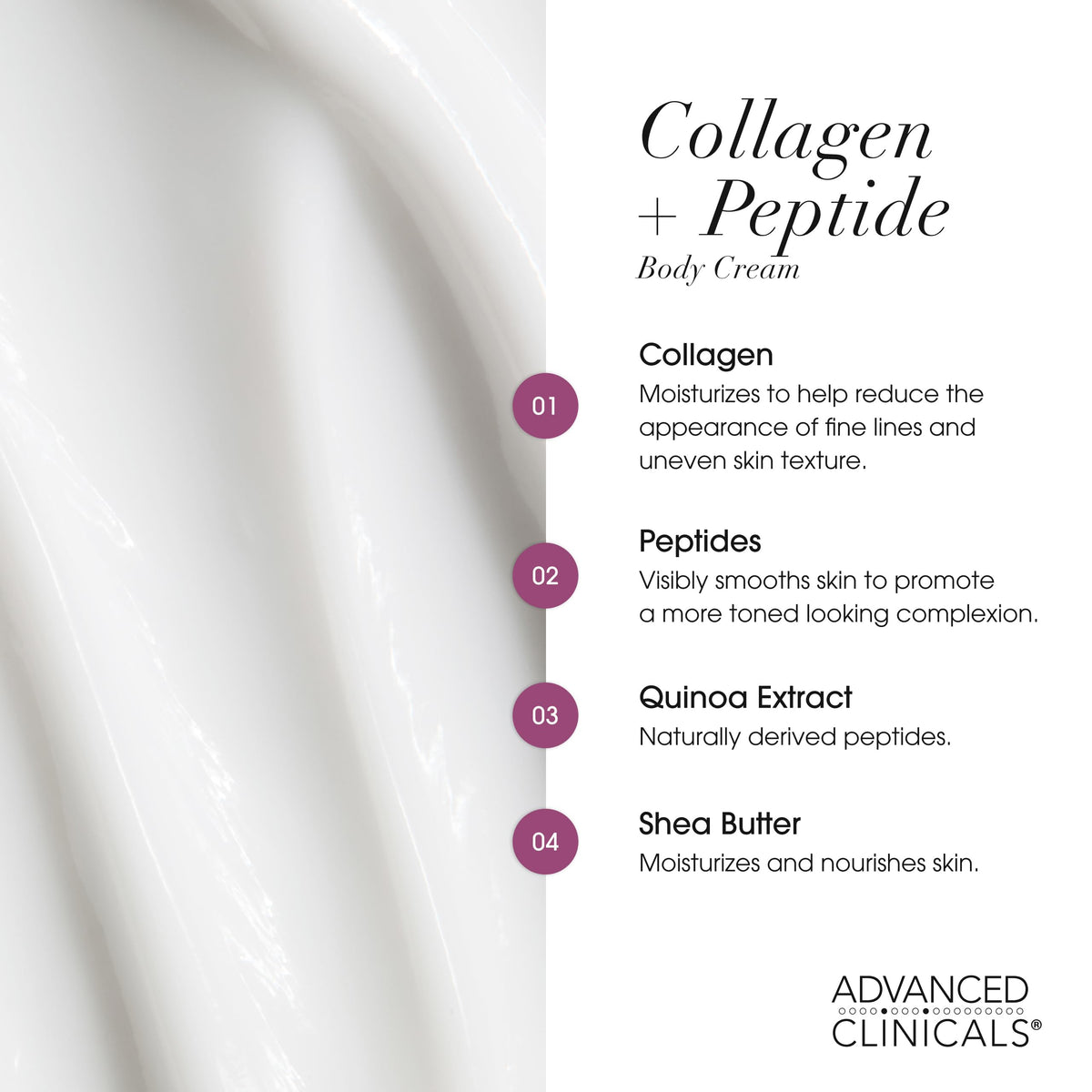 Advanced Clinicals product label close-up displaying key ingredients and formula transparency