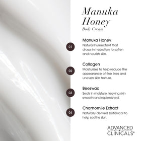 Advanced Clinicals tub beside jar of honey illustrating natural humectant benefit