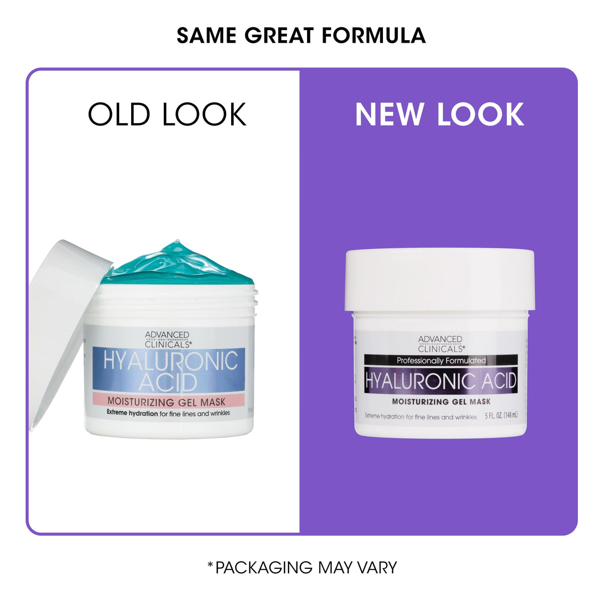 Advanced Clinicals open jar revealing smooth hyaluronic gel texture