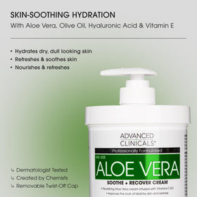 Advanced Clinicals close texture shot of creamy aloe gel-cream delivering fast absorption