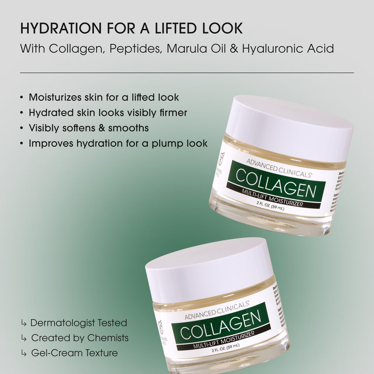 Advanced Clinicals jar open revealing lightweight gel-cream texture and glow