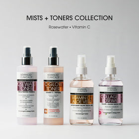 Advanced Clinicals flatlay with botanical extracts emphasizing natural antioxidants