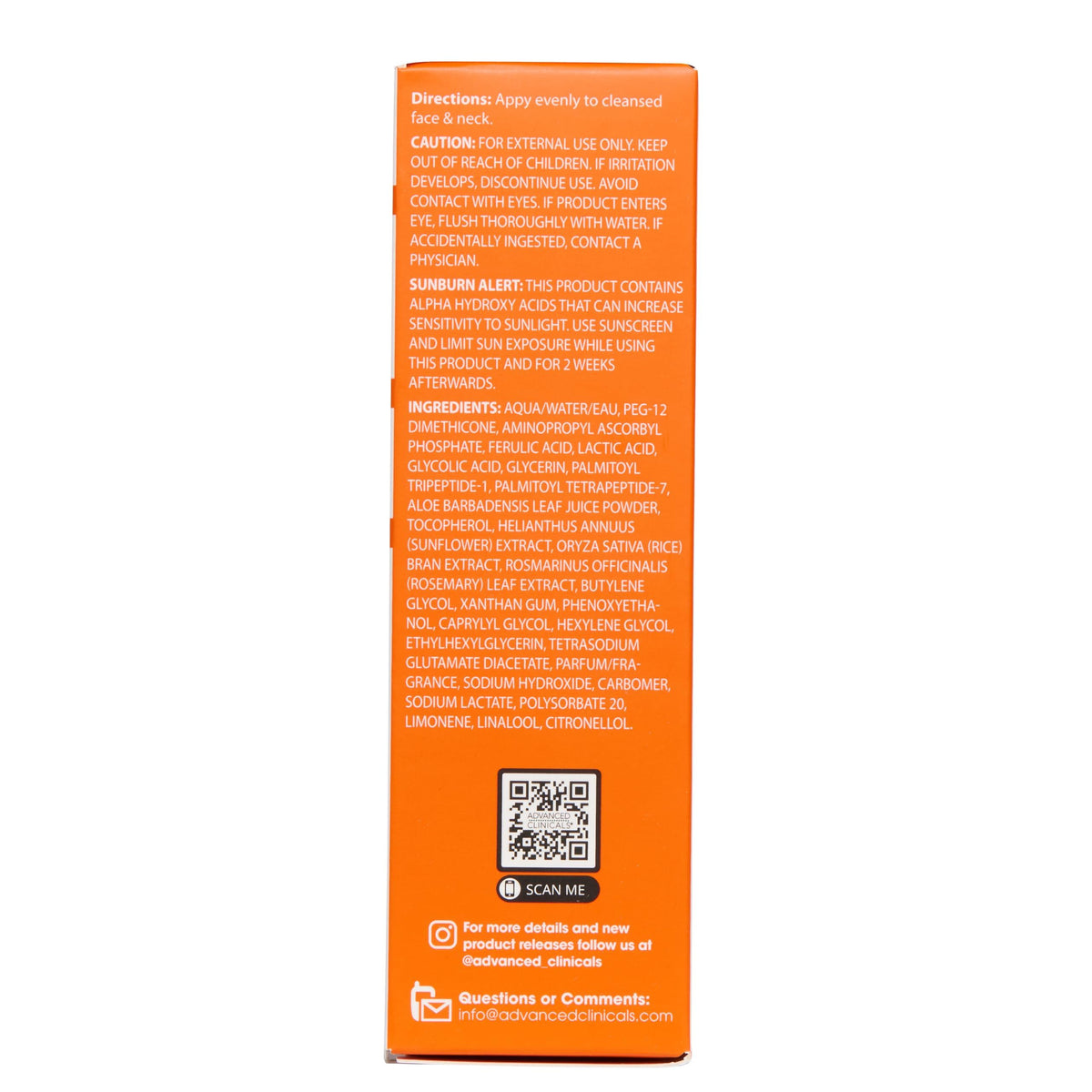 Advanced Clinicals product styled with citrus and leaves suggesting fresh brightening benefits