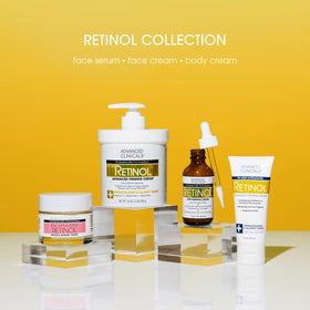 Advanced Clinicals retinol jar on bathroom shelf suggesting nightly routine