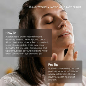 Advanced Clinicals serum applied to cheek showing smooth skin finish