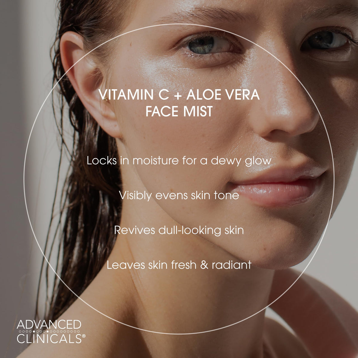 Advanced Clinicals spray nozzle producing fine mist, demonstrating even application benefit