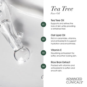 Advanced Clinicals tea tree leaves ingredient close-up highlighting botanical conditioning