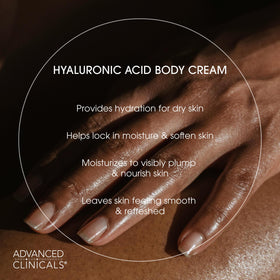 Advanced Clinicals hyaluronic cream texture close-up illustrating plumping moisture