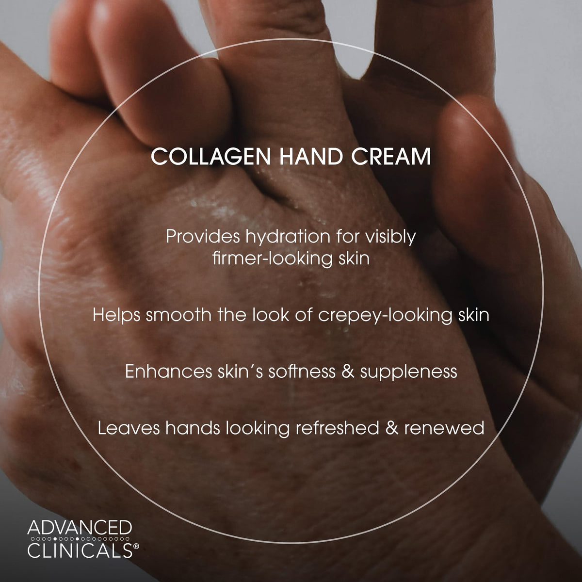 Advanced Clinicals cream texture swipe showing quick-absorbing finish