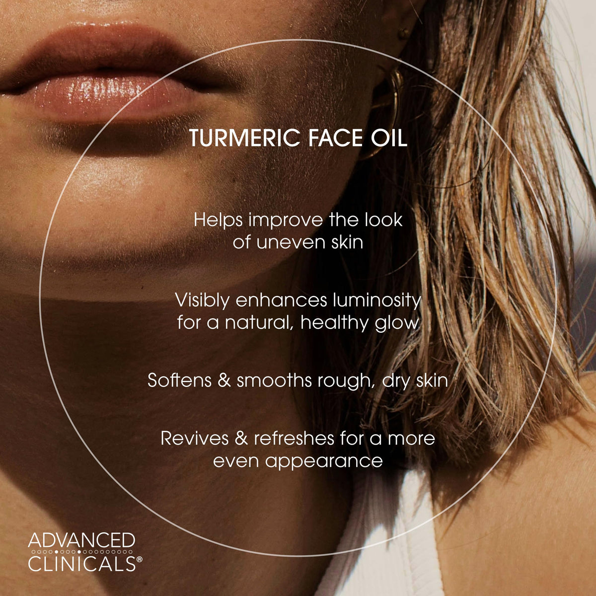 Advanced Clinicals turmeric oil texture drops demonstrating lightweight absorption