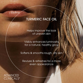 Advanced Clinicals turmeric oil texture drops demonstrating lightweight absorption