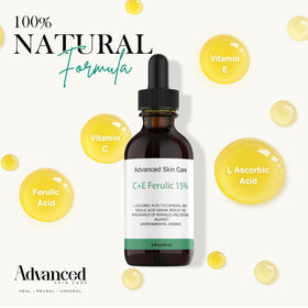 Advanced Skin Care texture drops on surface showing lightweight absorbent benefit