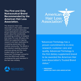 Advanced Trichology bottle close-up highlighting professional design and clarity