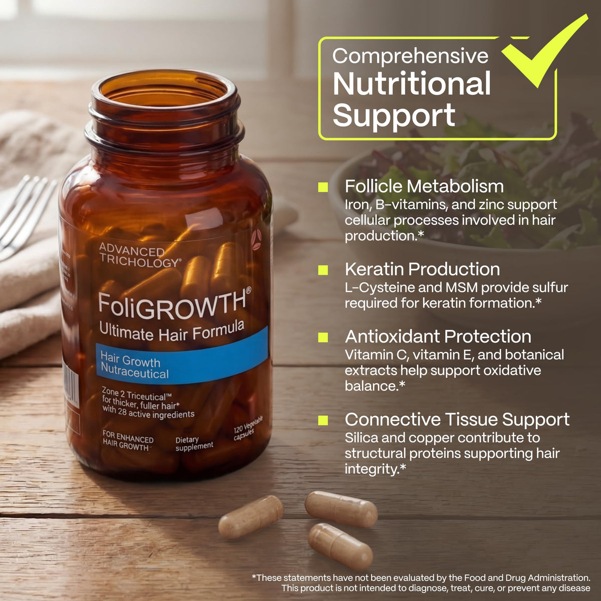 Advanced Trichology label ingredient list showing vitamin details