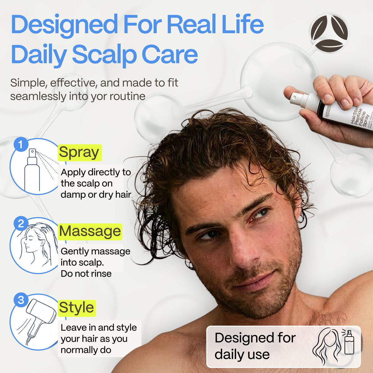 Advanced Trichology before and after comparison showing fuller-looking hair instantly