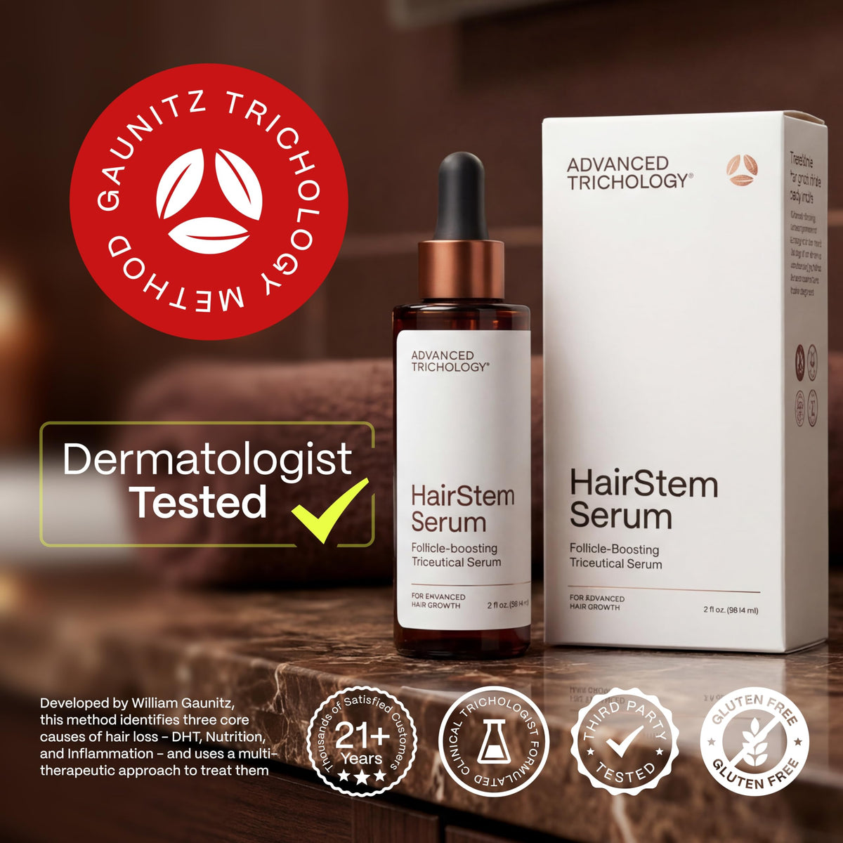 Advanced Trichology HairStem ingredient close-up of green tea for antioxidant support