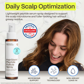 Advanced Trichology spray nozzle dispensing mist for even scalp coverage and lift