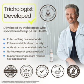 Advanced Trichology close-up texture of lightweight spray for non-greasy volume