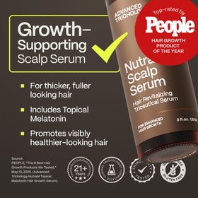 Advanced Trichology NutraM dropper dispensing serum highlighting smooth texture
