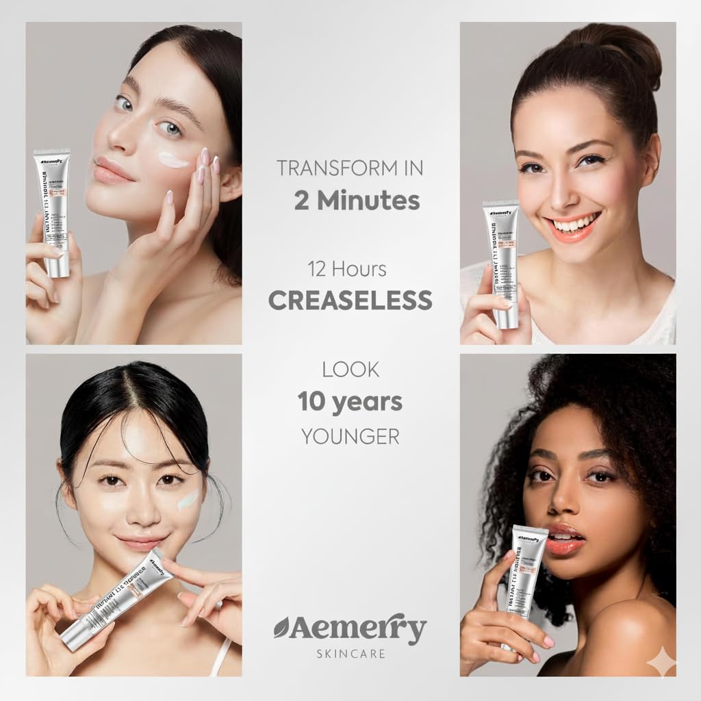 Aemerry application on clean skin illustrating gentle stroke and immediate lifting effect