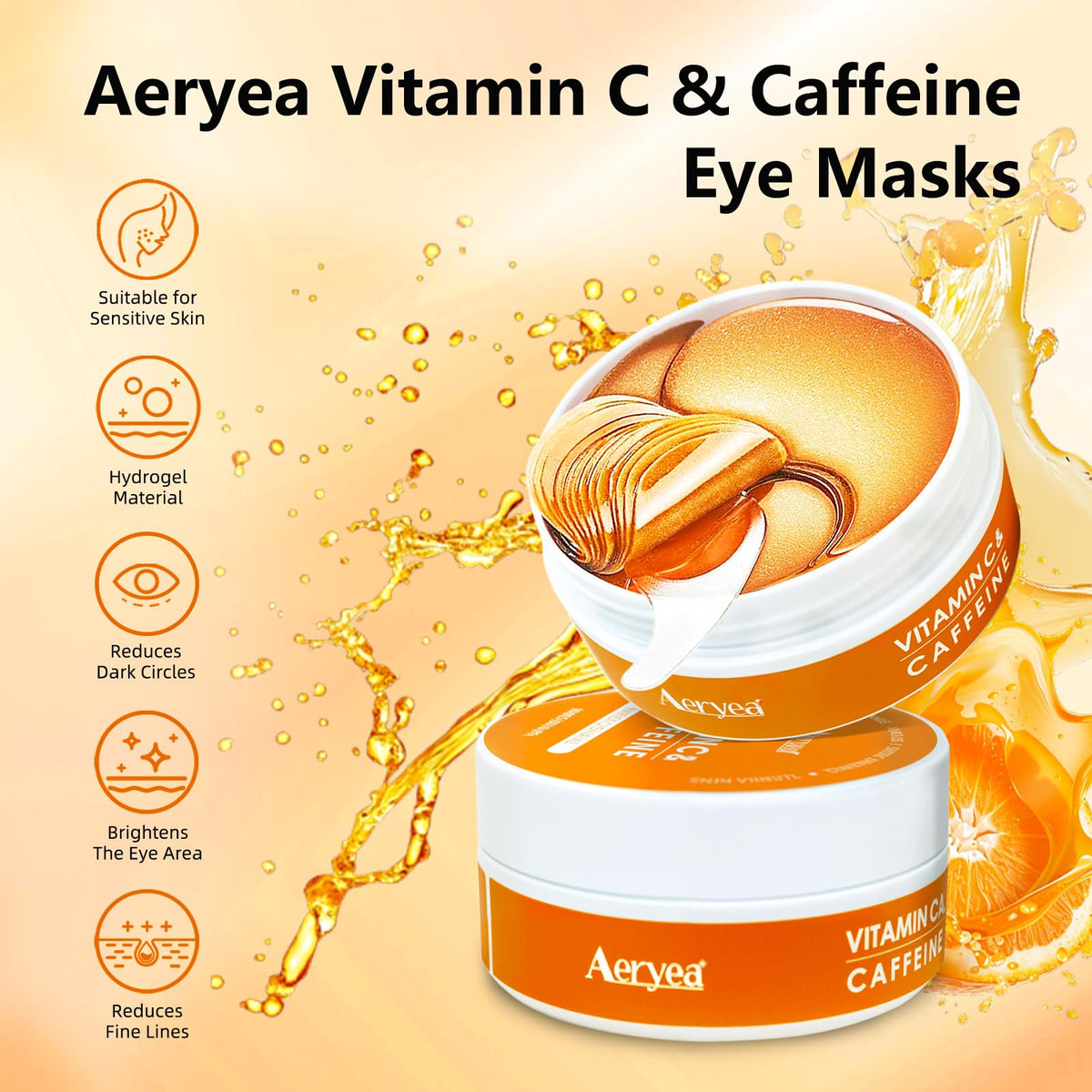 Aeryea open jar displaying stacked hydrogel patches for easy use