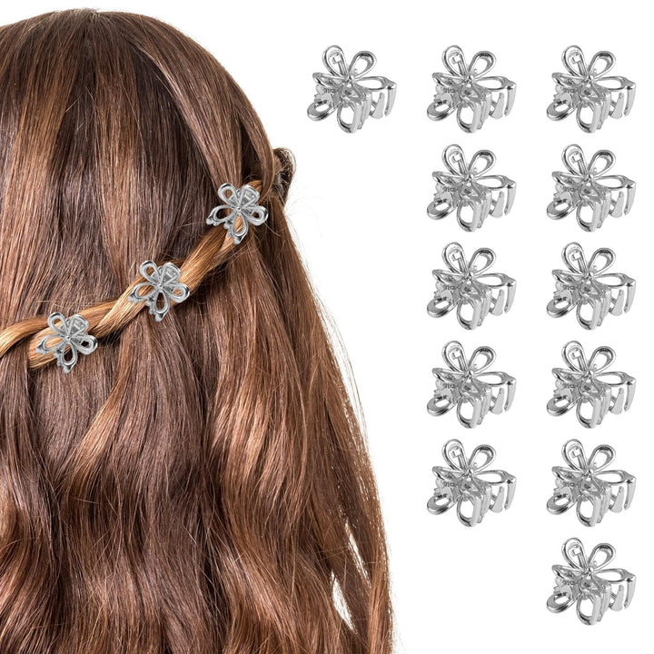 Aesnoun small silver flower clips front packaging, perfect gift