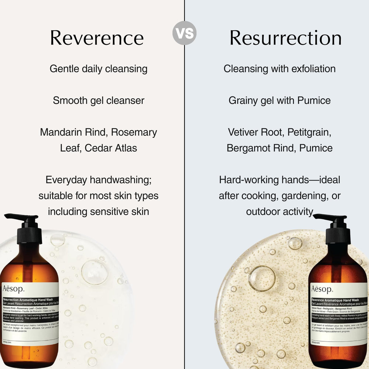 Aesop bottle base showing recycled-plastic marking for eco benefit