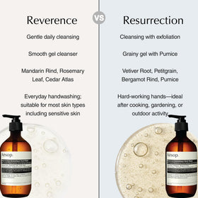 Aesop bottle base showing recycled-plastic marking for eco benefit