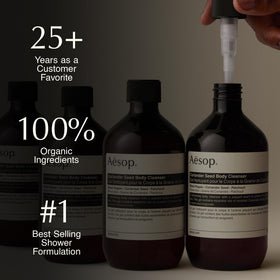 Aesop gel texture close-up demonstrating low-foam, gentle cleanse