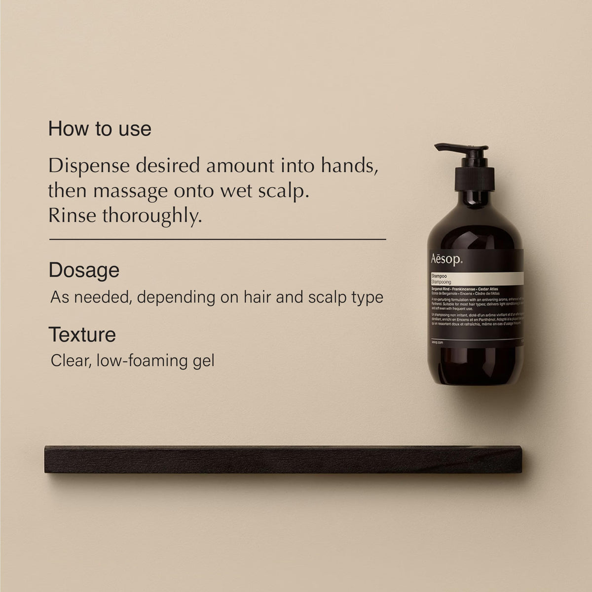 Aesop label close-up highlighting ingredient list and refined scent benefits