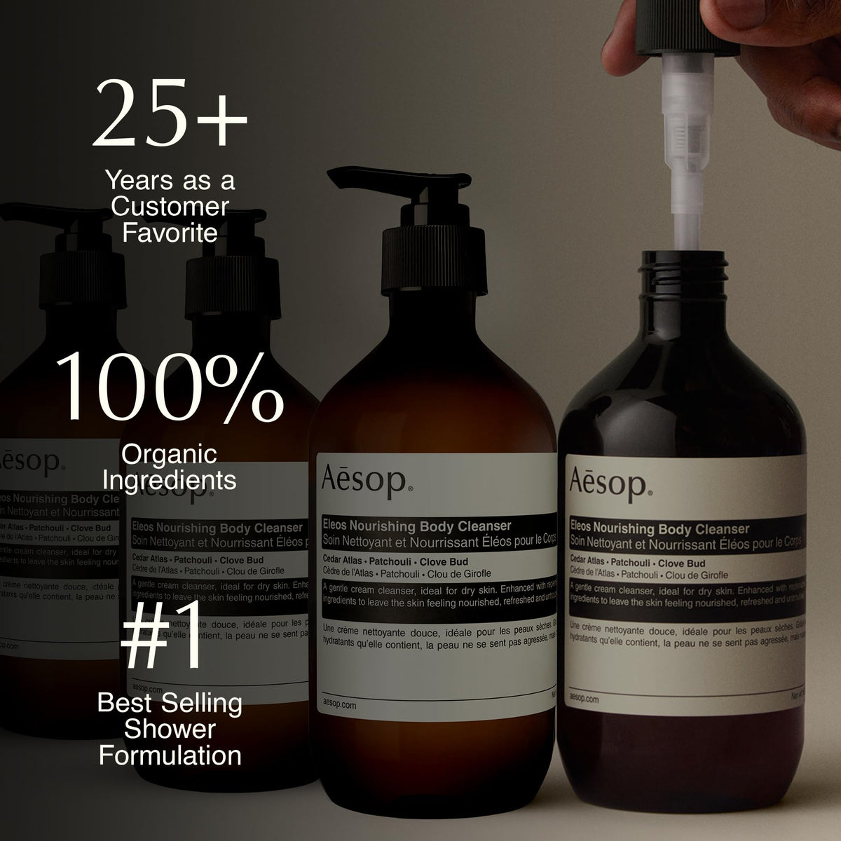 Aesop Eleos cream texture close-up revealing rich lather for nourishing cleanse