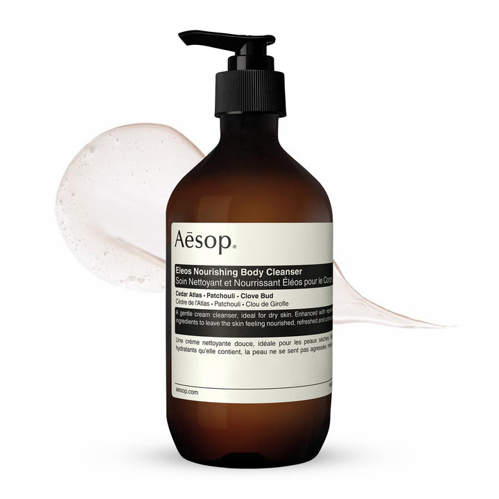 Aesop Eleos front packaging showing 500 mL bottle and label for clear identification