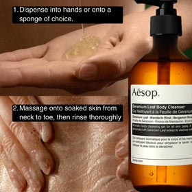 Bathroom scene with Aesop in shower conveying invigorating aromatic benefit