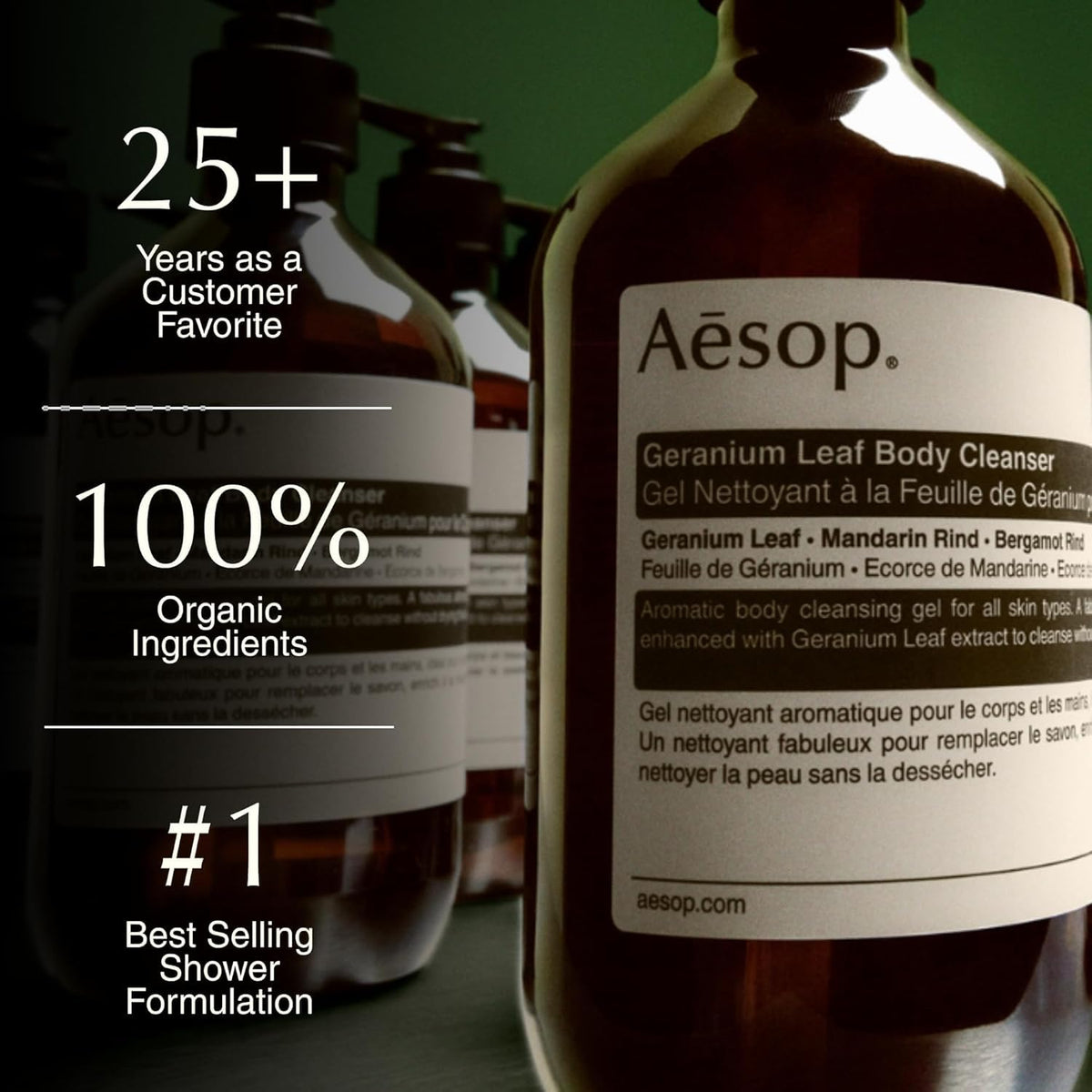 Aesop gel texture poured into palm showing lightweight lather and gentle cleansing benefit