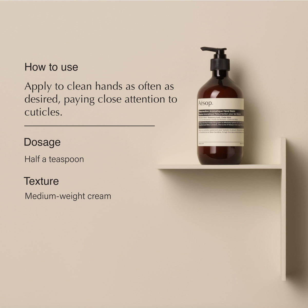 Aesop hand balm tube close-up label highlighting ingredient clarity and luxury